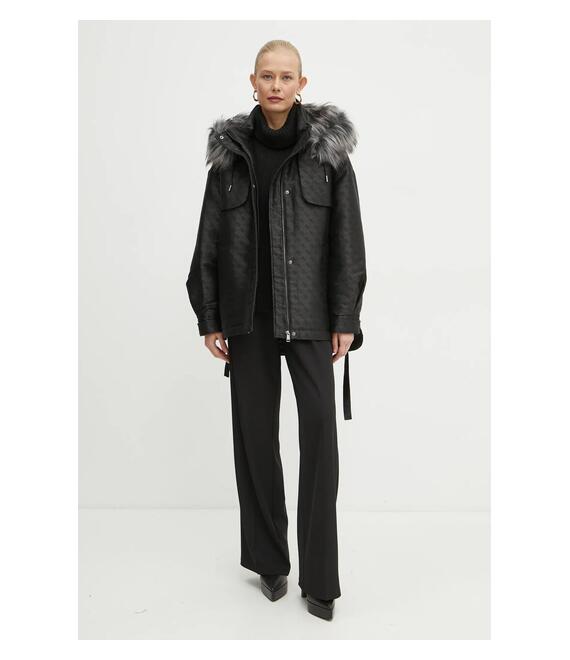 Μπουφάν Guess ELLY χρώμα: μαύρο, W4BL35 WFIR2