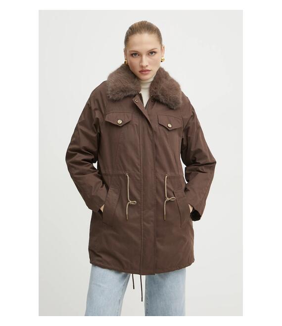 Μπουφάν Guess LUCIE χρώμα: καφέ, W4BL45 WGK30