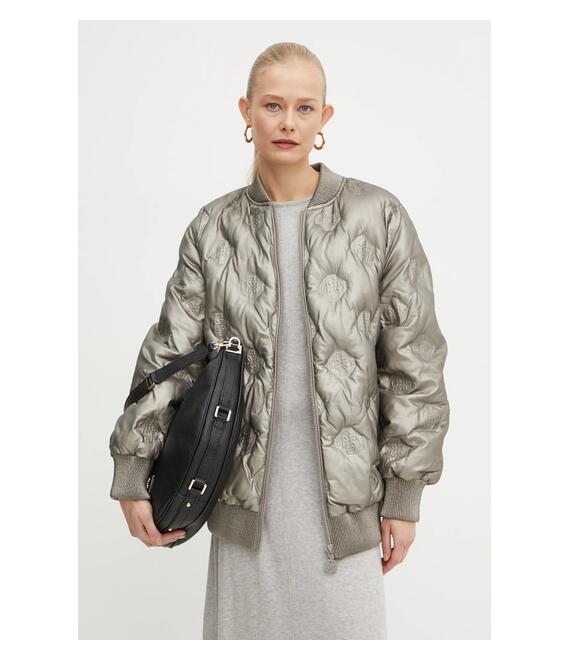 Μπουφάν bomber Guess MARIANNE γυναικείο, χρώμα: γκρι, W4BL60 WGB20