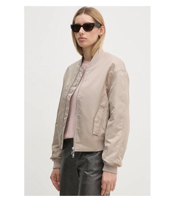 Μπουφάν bomber Calvin Klein Jeans γυναικείο, χρώμα: μπεζ, 00040WL591