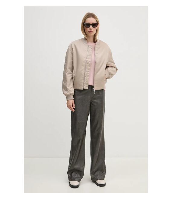 Μπουφάν bomber Calvin Klein Jeans γυναικείο, χρώμα: μπεζ, 00040WL591