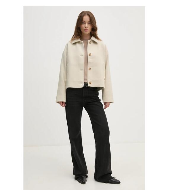 Μάλλινο παλτό Calvin Klein Jeans χρώμα: μπεζ, J20J224128