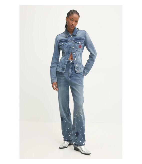 Τζιν μπουφάν Moschino Jeans χρώμα: ναυτικό μπλε, A0510 8721