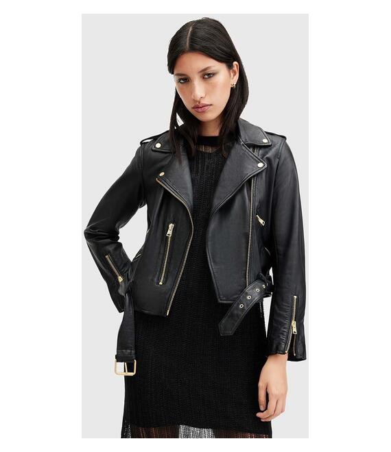 Δερμάτινο μπουφάν AllSaints BALFERN BIKER χρώμα: μαύρο, W084LB