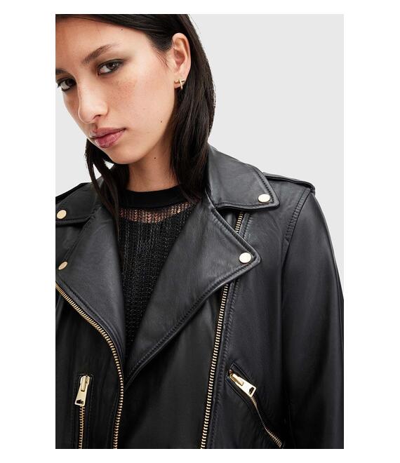 Δερμάτινο μπουφάν AllSaints BALFERN BIKER χρώμα: μαύρο, W084LB