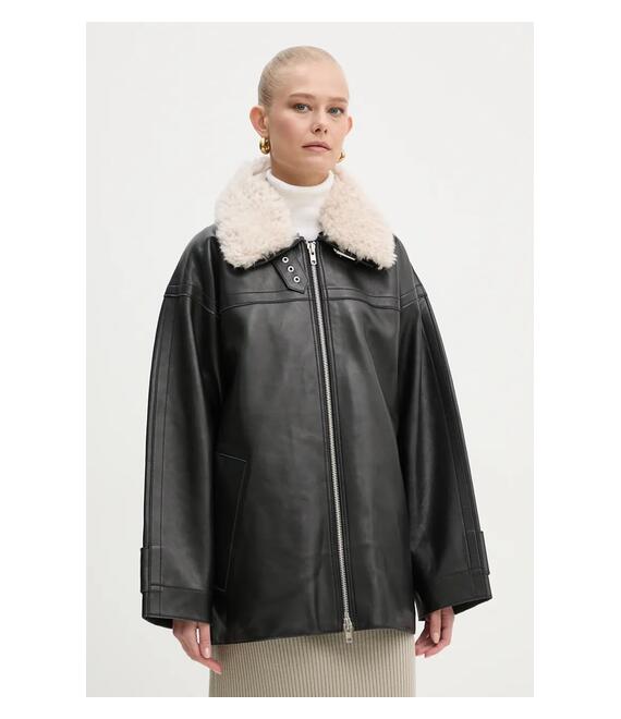 Δερμάτινο μπουφάν Stand Studio Emelia Jacket χρώμα: μαύρο, 62271-7540