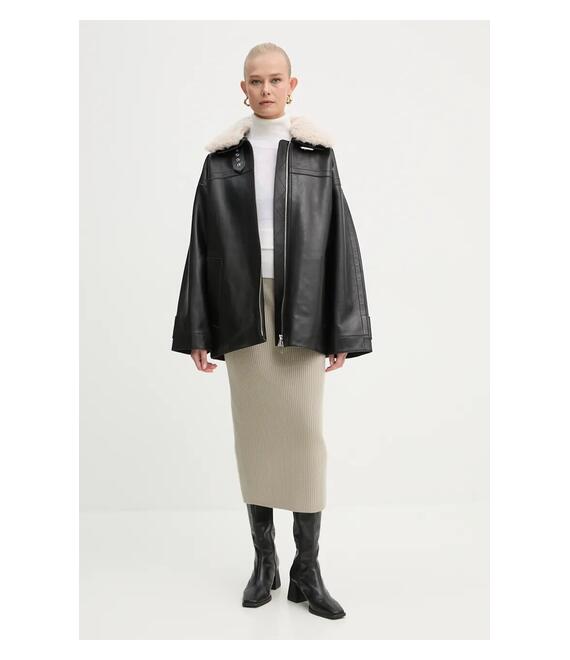 Δερμάτινο μπουφάν Stand Studio Emelia Jacket χρώμα: μαύρο, 62271-7540