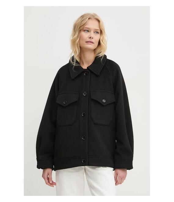 Μάλλινο μπουφάν Abercrombie & Fitch χρώμα: μαύρο, KI144-4296