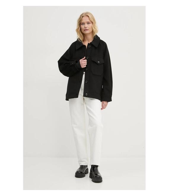 Μάλλινο μπουφάν Abercrombie & Fitch χρώμα: μαύρο, KI144-4296