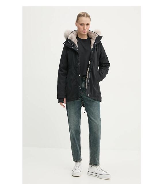 Μπουφάν Hollister Co. χρώμα: μαύρο, KI344-4503