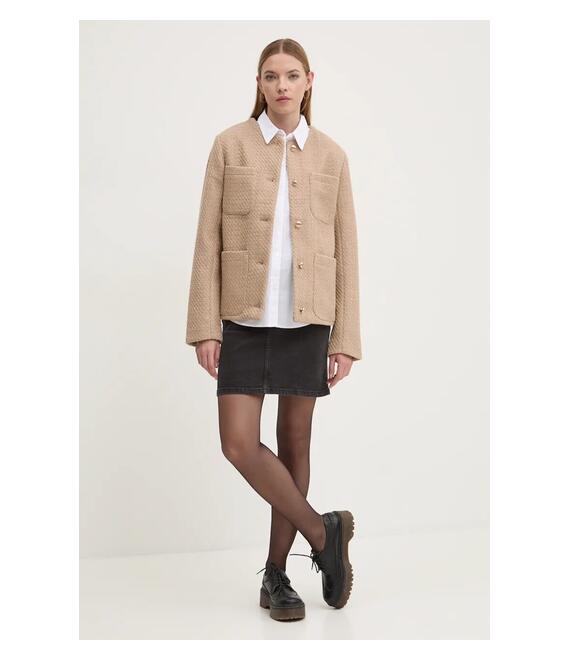 Σακάκι Abercrombie & Fitch χρώμα: μπεζ, KI144-4128