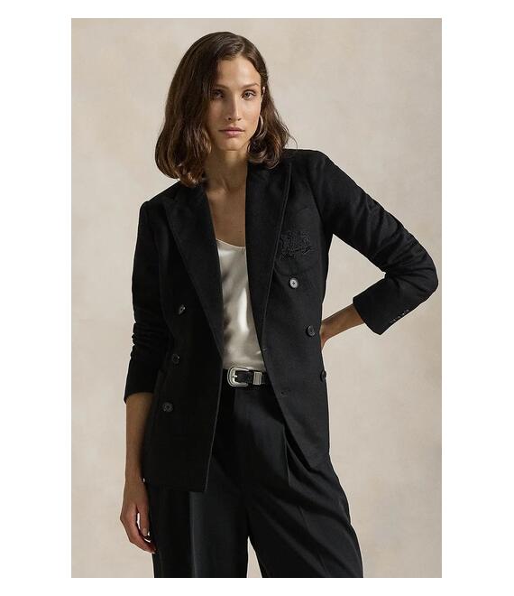 Μπλέιζερ με μίγμα μαλλιού Polo Ralph Lauren χρώμα: μαύρο, 211947956