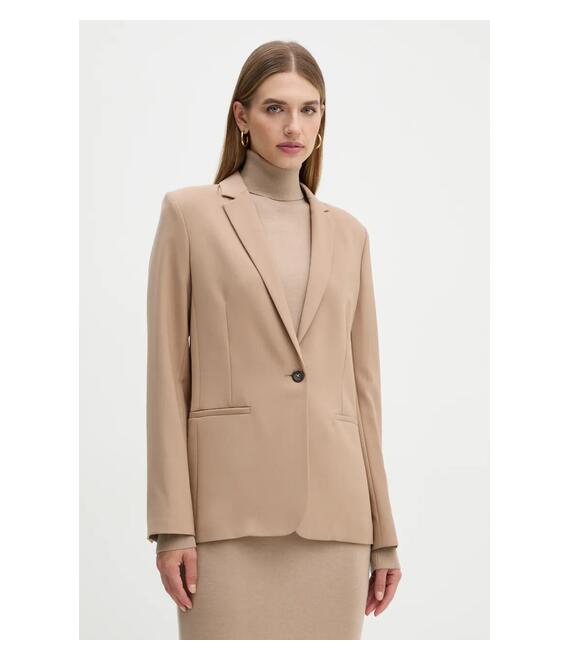 Μπλέιζερ με μίγμα μαλλιού Calvin Klein χρώμα: καφέ, K20K207632
