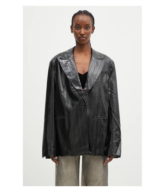 Σακάκι Rotate Coated Oversized Blazer χρώμα: μαύρο, 112958100