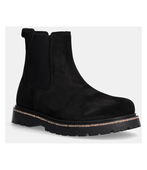 Σουέτ μπότες τσέλσι Birkenstock Highwood Slip On Mid γυναικείες, χρώμα: μαύρο, 1028187