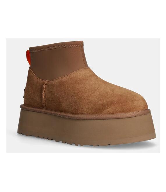 Μπότες σουέτ UGG Classic Mini Dipper χρώμα: καφέ, 1168170-CHE