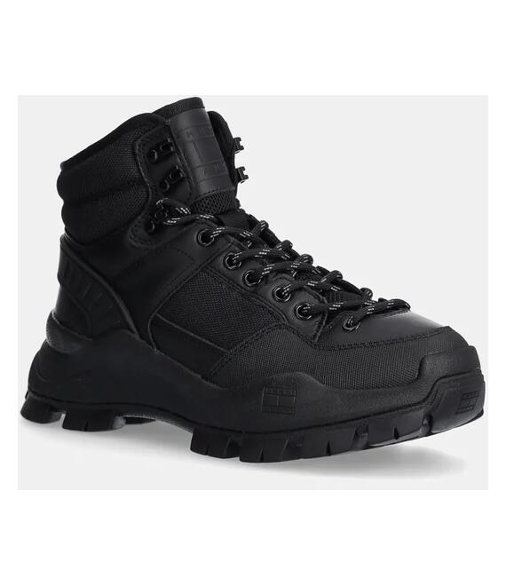 Μποτάκια Tommy Jeans TJW FEMININE HYBRID BOOT χρώμα: μαύρο, EN0EN02553