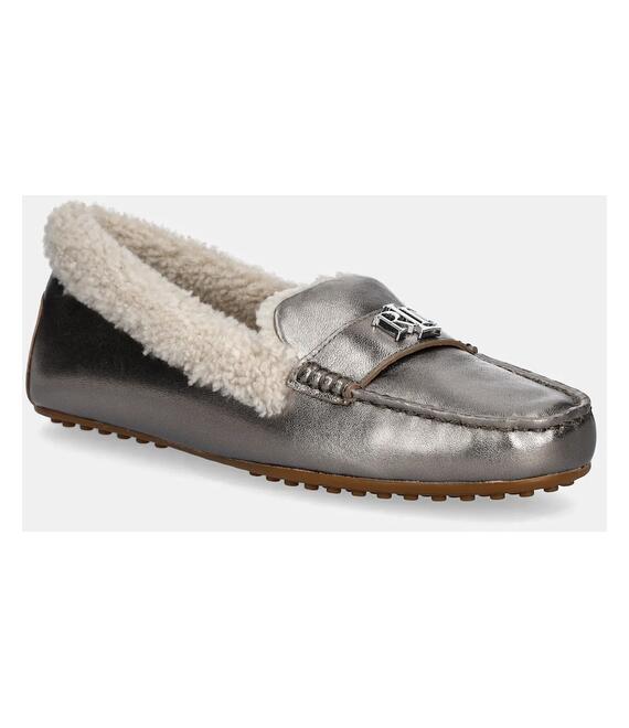 Δερμάτινα μοκασίνια Lauren Ralph Lauren Barnsbury Sp χρώμα: ασημί, 802951373001