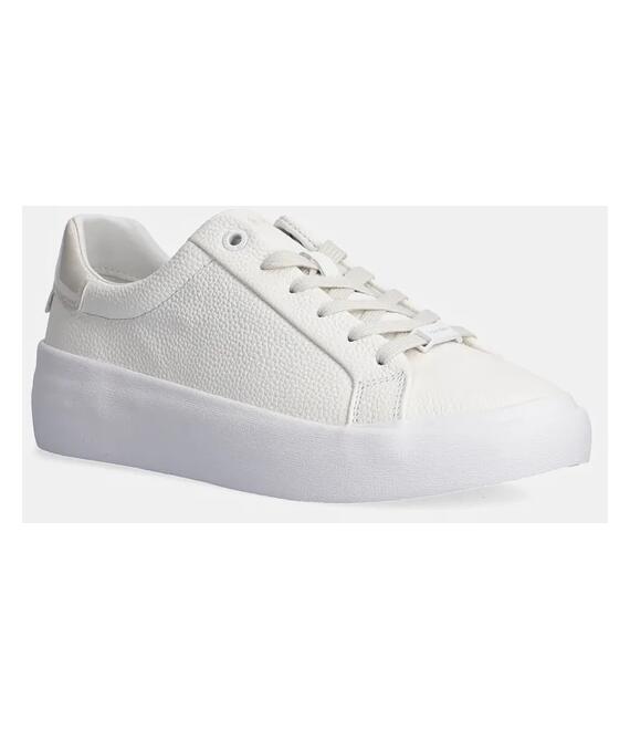 Δερμάτινα αθλητικά παπούτσια Calvin Klein VULC LACE UP LTH χρώμα: άσπρο, HW0HW02214