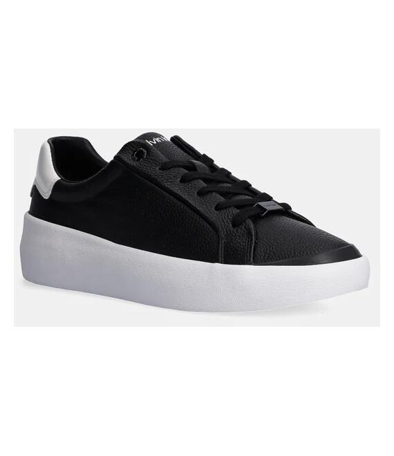 Δερμάτινα αθλητικά παπούτσια Calvin Klein VULC LACE UP LTH χρώμα: μαύρο, HW0HW02214