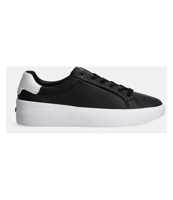 Δερμάτινα αθλητικά παπούτσια Calvin Klein VULC LACE UP LTH χρώμα: μαύρο, HW0HW02214