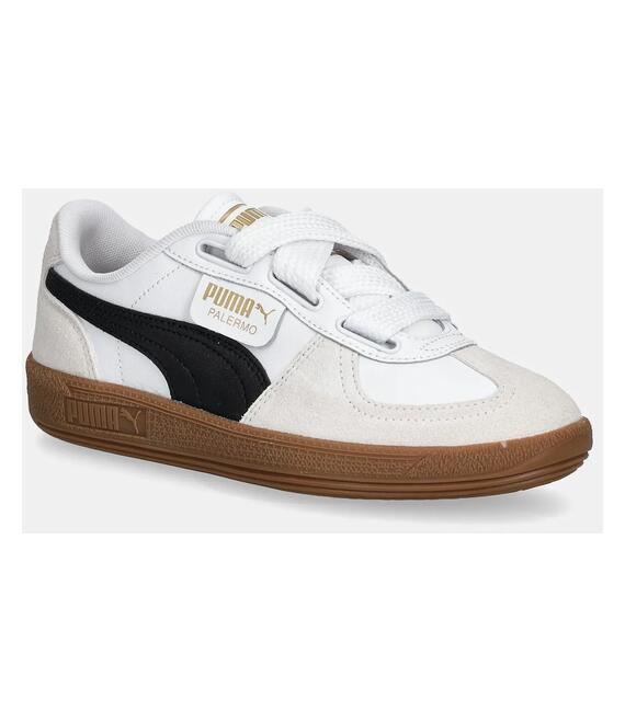 Δερμάτινα αθλητικά παπούτσια Puma Palermo Wide Lace SD χρώμα: άσπρο, 402109