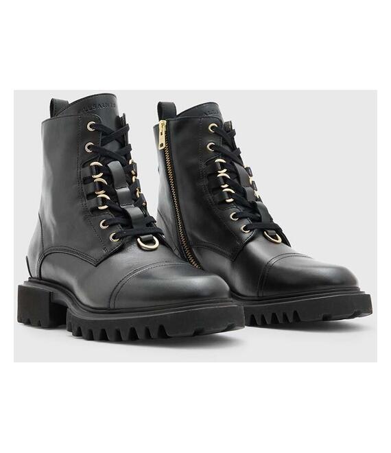Δερμάτινες μπότες AllSaints Lydia Boot γυναικείες, χρώμα: μαύρο, W040FB