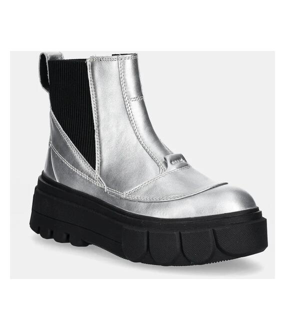 Δερμάτινες μπότες τσέλσι Sorel CARIBOU X BOOT CHELSEA W γυναικείες, χρώμα: ασημί, 2048441034