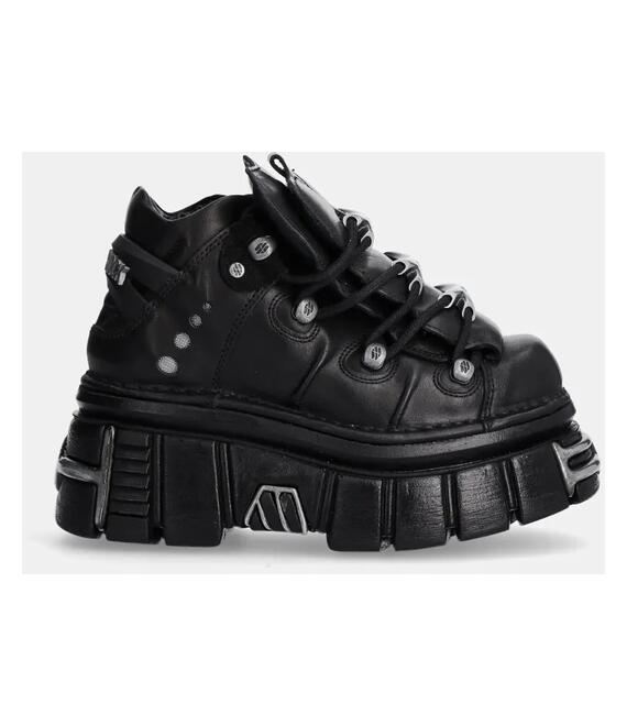 Δερμάτινα αθλητικά παπούτσια New Rock Nomada Negro + Tower Negro Lateral E14 Acero χρώμα: μαύρο, M-106-S112