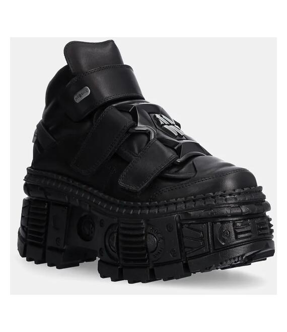 Δερμάτινα παπούτσια New Rock Crust Negro Negro + Tank Casco Negro χρώμα: μαύρο, M-WALL285-S2