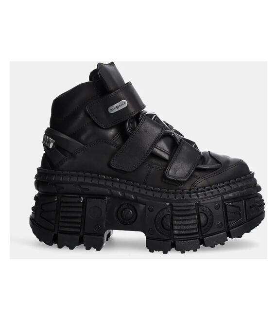 Δερμάτινα παπούτσια New Rock Crust Negro Negro + Tank Casco Negro χρώμα: μαύρο, M-WALL285-S2