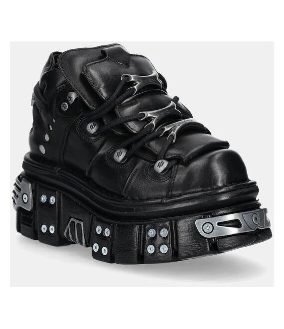 Δερμάτινα αθλητικά παπούτσια New Rock ITALI NEGRO+ NOMADA NEGRO+ TOWER NEGRO E14 χρώμα: μαύρο, M.106.S70