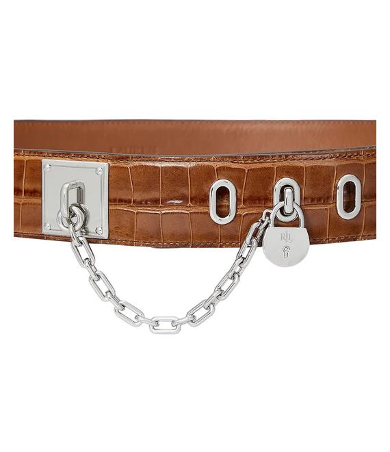 Δερμάτινη ζώνη Lauren Ralph Lauren χρώμα: καφέ, 412945226