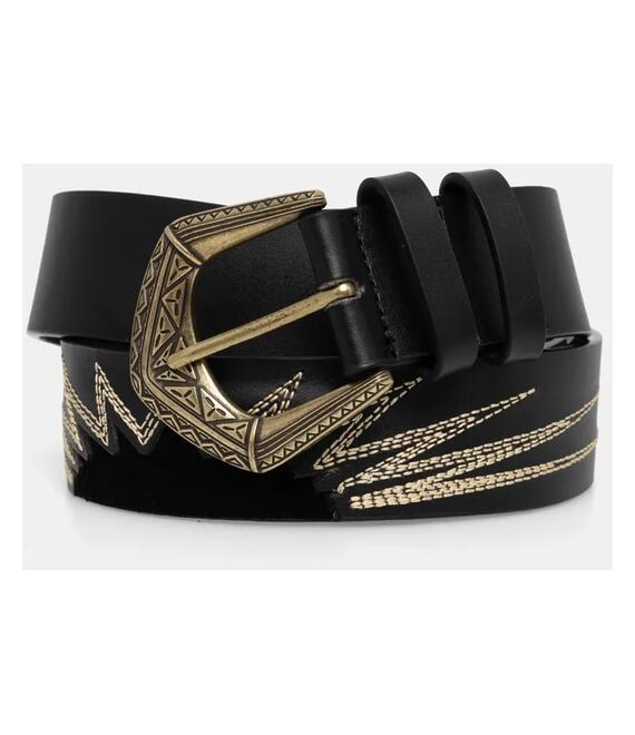 Δερμάτινη ζώνη Pepe Jeans LINDSAY BELT χρώμα: μαύρο, PL020855