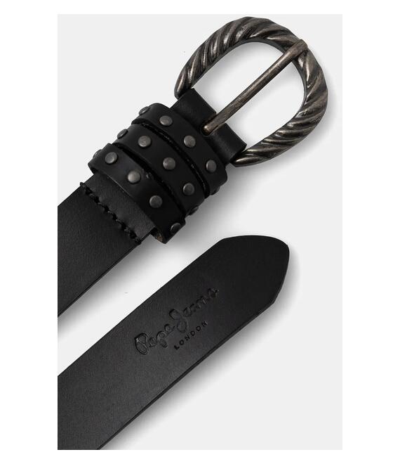 Δερμάτινη ζώνη Pepe Jeans HALSEY BELT χρώμα: μαύρο, PL020856