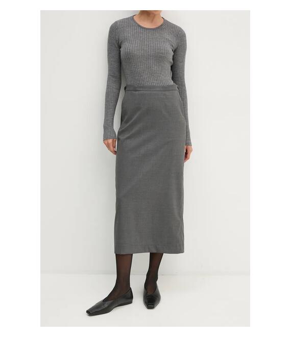Φούστα από μείγμα μαλλιού Remain Suiting Midi Skirt χρώμα: γκρι, 5018931959