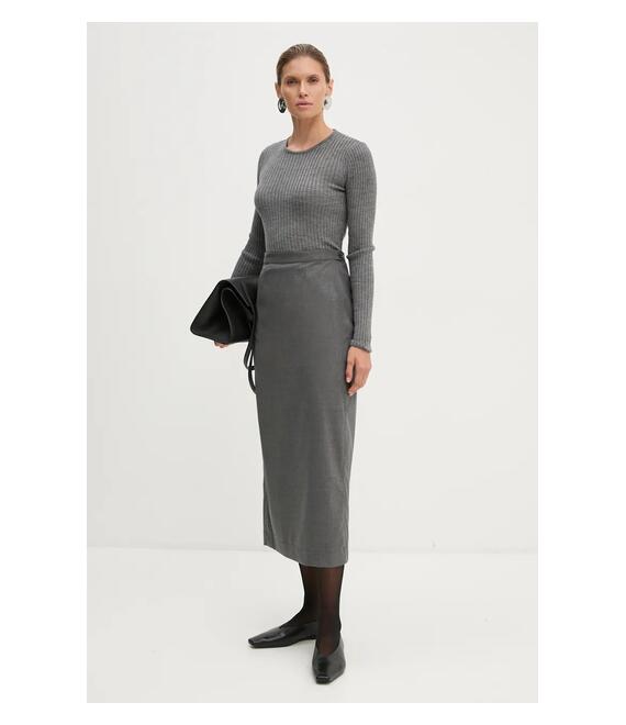 Φούστα από μείγμα μαλλιού Remain Suiting Midi Skirt χρώμα: γκρι, 5018931959