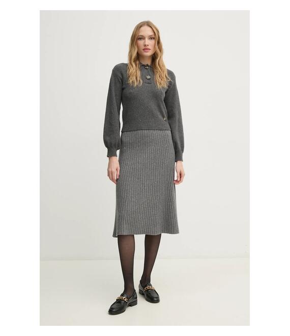 Μάλλινη φούστα United Colors of Benetton χρώμα: γκρι, 1244D001M
