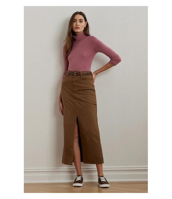 Βαμβακερή φούστα Lauren Ralph Lauren χρώμα: μπεζ, 200956569