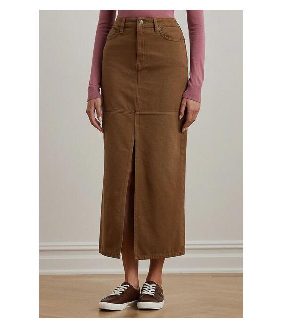 Βαμβακερή φούστα Lauren Ralph Lauren χρώμα: μπεζ, 200956569