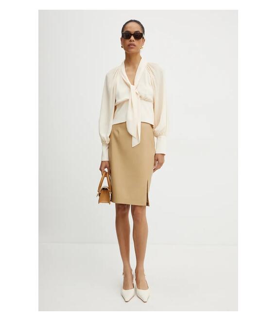 Φούστα Guess GIORGIA χρώμα: μπεζ, W4BD91 WGIK0