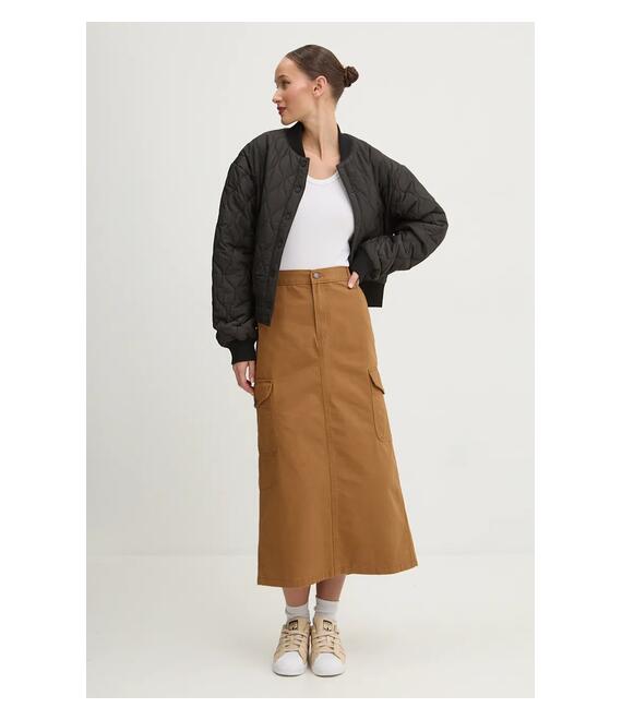 Βαμβακερή φούστα Dickies DUCK CANVAS χρώμα: καφέ, DK0A4Z2R