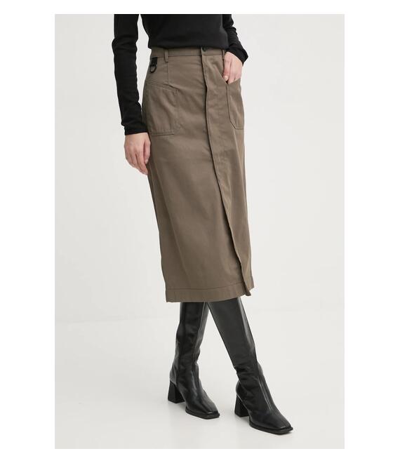 Φούστα G-Star Raw χρώμα: καφέ, D25238-D728