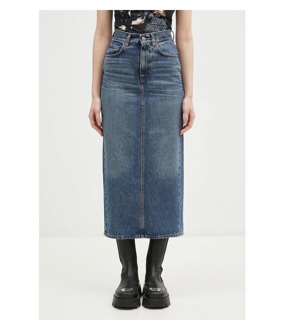 Βαμβακερή τζιν φούστα Fiorucci Denim Midi χρώμα: ναυτικό μπλε, W01FPDSK176DN01DN02