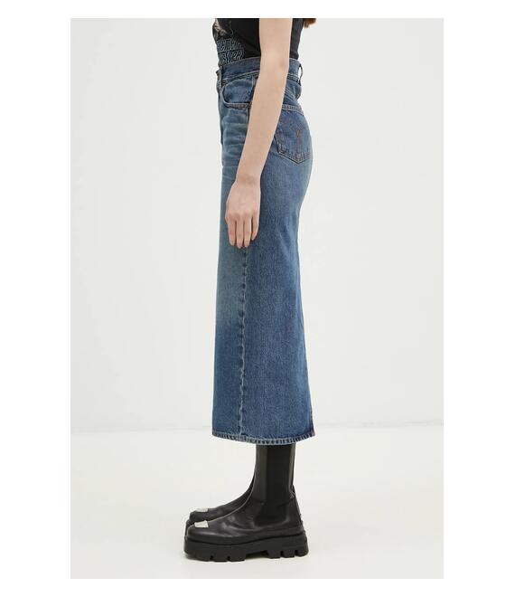 Βαμβακερή τζιν φούστα Fiorucci Denim Midi χρώμα: ναυτικό μπλε, W01FPDSK176DN01DN02