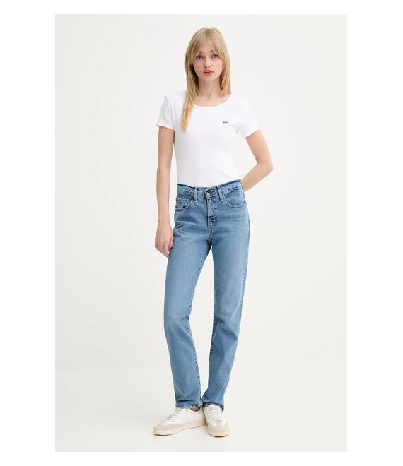 Τζιν παντελόνι Levi's 724 HIGH RISE STRAIGHT χρώμα: μαύρο, 18883