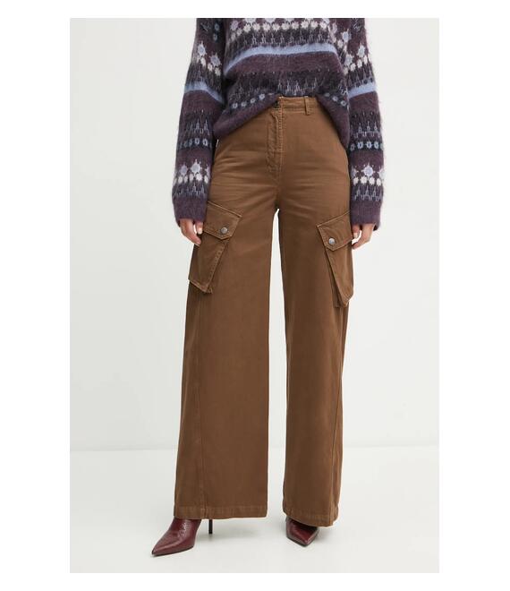Βαμβακερό παντελόνι Weekend Max Mara χρώμα: καφέ, 2425136016600