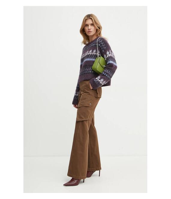 Βαμβακερό παντελόνι Weekend Max Mara χρώμα: καφέ, 2425136016600