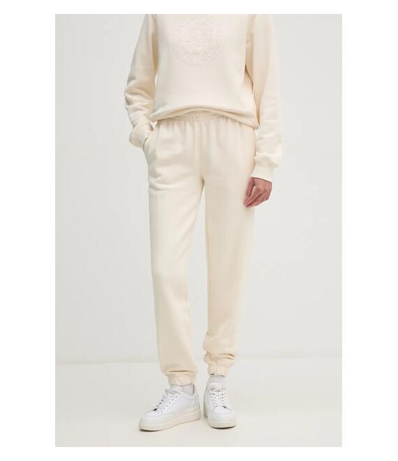 Βαμβακερό παντελόνι Lacoste χρώμα: μπεζ, XF2647