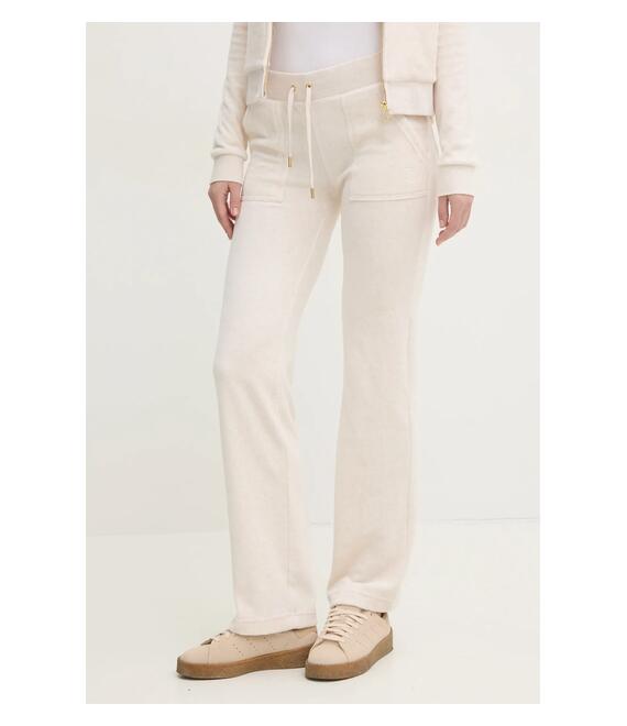 Βελούδινο παντελόνι φόρμας Juicy Couture DEL RAY GOLD HW χρώμα: μπεζ, JCAP180G